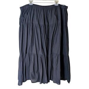 Ellos Plus Size 28 Black Tiered Broomstick Peasant Skirt Beach Boho